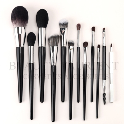 Sistema de cepillo de madera negro del maquillaje del pedazo de la manija 12-16cm12 con la bolsa de la PU