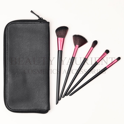 Sistema de cepillo de madera del maquillaje de la cara de la manija de Yaurient de la belleza con el bolso de la PU antimicrobiano